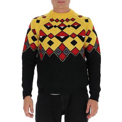 China Anti-wrinkle OEM Factory Custom Jacquard Long Sleeve Knitted Sweater Men's Plus Size Sweater Sports Pullover for sale