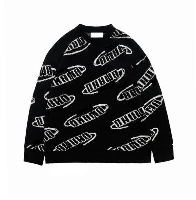 China 2022 Crewneck Autumn Winter Custom Logo Jacquard Anti-wrinkle Art Custom Knitted Sweater Men's knitwear for sale