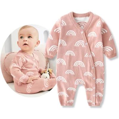 China Baby Long Sleeve Rainbow Cotton Overalls Toddler Girls and Boys Rompers Knitwear Cute Newborn Jacquard Knitted for sale