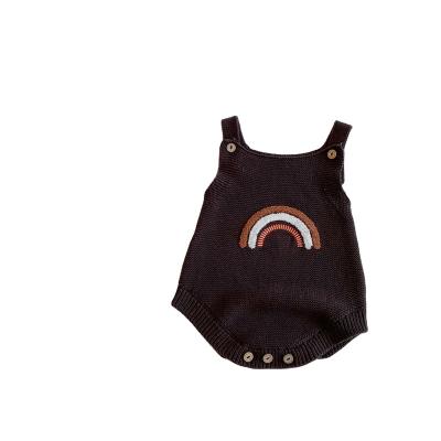 China New Design Baby Rainbow Cute Newborn Sleeveless Jumpsuit Pattern Custom Brands Baby Vintage Knitted Romper for sale