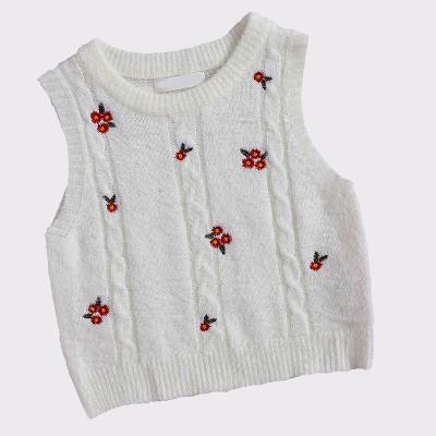 China OEM Factory Winter Sweater Desgin Garbage Girl Sweater Cherry Breathable Custom CuteV Neck Knitted Vest for sale