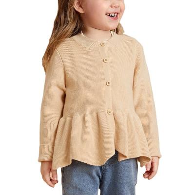 China solid cardigan Autumn Children Dresses Knitted Sweater Jumper Baby Girls Clothing anti-wrinkle toddler girls ruffle edge for sale