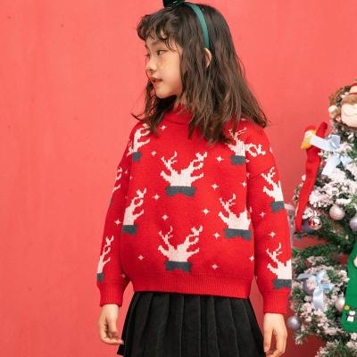 China Cute Breathable Children's Sweater Girls Knit Pullover Winter Wear Medium Christmas Sweater Kids Clothing for sale