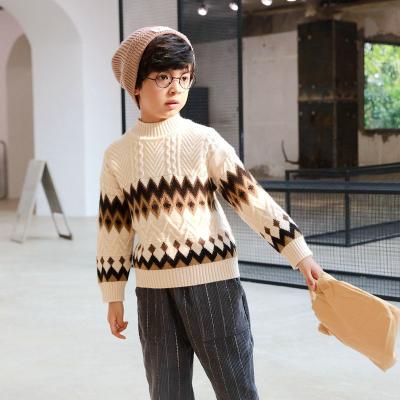 China Boys Anti Shrinkage Sweater Design Crew Neck Knitted Handmade Knit High Quality Cotton Sweater For Kids for sale