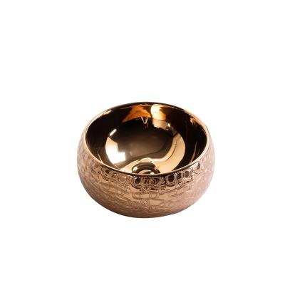 China Art Wash Basin Countertop Wash Basin Bathroom Gold Sink Luxury Hotel Gold Basin Vanity Ceramic Art Wash Basin for sale