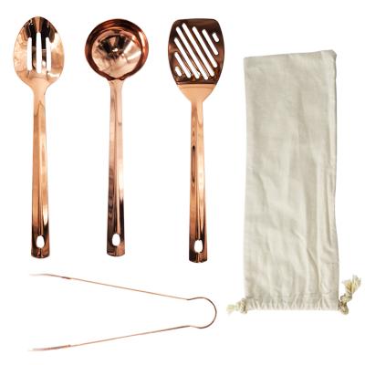 China Sturdy Metal Wholesale Kitchen Utensils Stainless Steel-Copper Set for sale