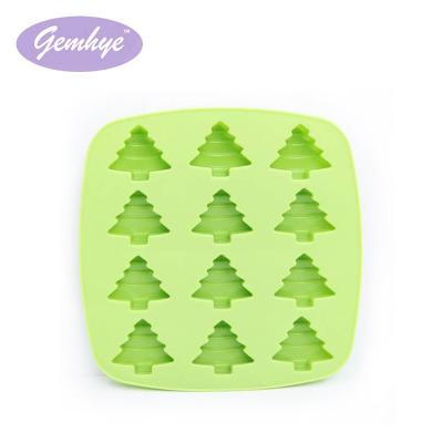 China Viable Formed 12 Holes Silicone Christmas Tree Cake Mold for sale