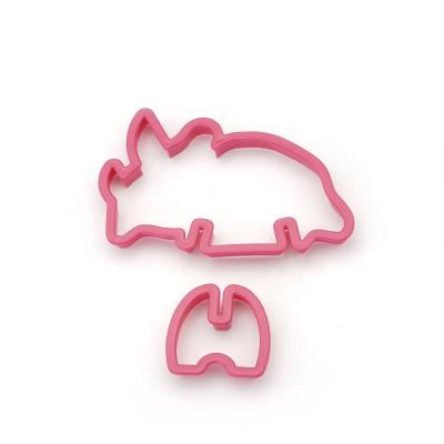 China New Sustainable Design 3D Dinosaur Plastic Cookie Cutters Set Of Two Or Three With Four Colors for sale