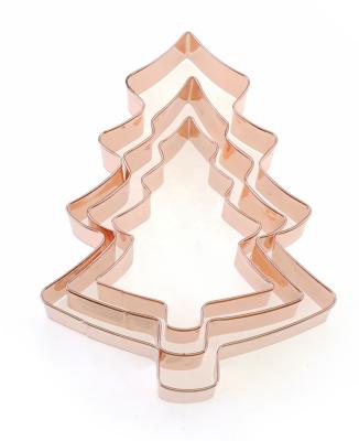 China Sustainable Popular Baking Copper Clad Christmas Tree / Heart / Star Cookie / Gingerbread Man / Snowflake Cutter Set Of Three for sale