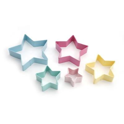 China Sustainable colorful set of 5 or 6pcs power liner cookie cutter of star and heart shapes with 5 sizes for sale