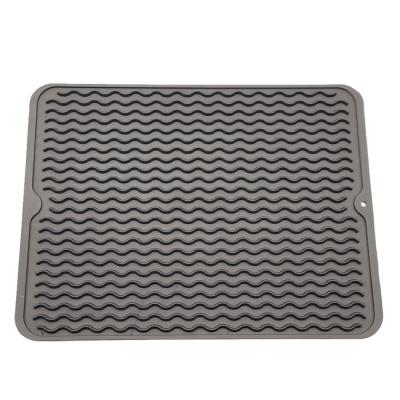 China 2021 Amazon Silicone Large Durable Hot Waterproof Dish Drying Mat Dishwasher Safe Draining Mat Heat Resistant Drying Mat For Kitchen for sale