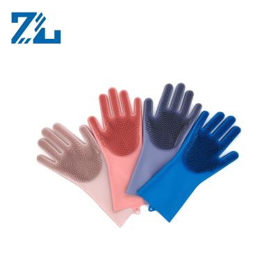 China Reusable Knit Silicone Dish Wash Sponge Scrubber Gloves Cleaning Glove Heat Resistant Kitchen Tool For Kitchen for sale