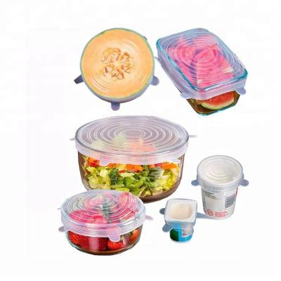 China Non Spill Set 6 Cover Eco-Friendly Microwave Silicone BPA Free Silicone Food Safe Reusable Lid Stretch Lids Set for sale