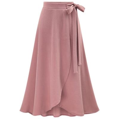 China Breathable Women Waist Wrap And Tie Tops At Side Irregular Bottom Bow-knot A-line Skirt for sale