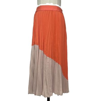 China Anti-Static Women's Fashion Polyester Chiffon High Waist Pleated Skirt for sale