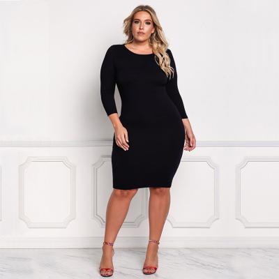 China Washable Plus Size Women's Dresses European And American Long Sleeve Plus Size Women Clothing for sale