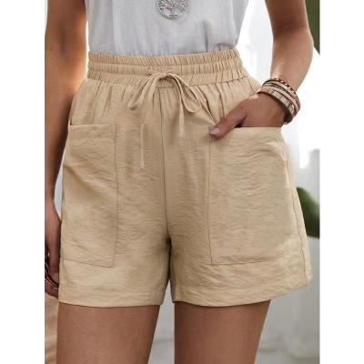 China Breathable Women's Summer Wide Leg Casual High Waist Pockets Shorts Pants for sale