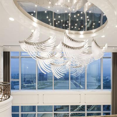 China Modern Guzhen Customize Nordic Feather Chandelier For Duplex Villa Apartment for sale