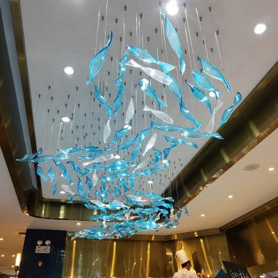 China Modern Guzhen Customize Hanging Curved Glass Chandelier Centerpiece For Restaurant Living Room for sale