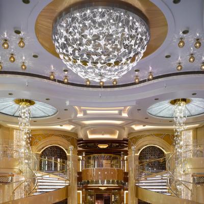 China Modern Zhongshan Customize Shopping Mall Creative Art Ceiling Hanging Plastic Glass Chandelier For Staircase for sale