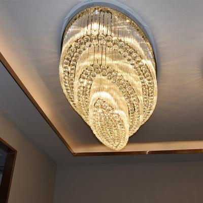 China Modern Customize Project Hotel Club Banquet Ceiling Hanging Chandelier K9 Metal Crystal Tassel Light for sale