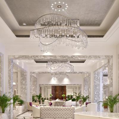 China Wholesale Modern Customize Creative Modern Hotel Lobby Art Gallery Dining Room Spiral Rain Drop Chandelier for sale