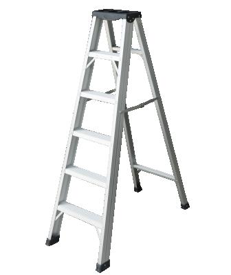 China Aluminum Folding Ladders One Frame Tool Box Plastic Folding Industrial Step Ladder for sale