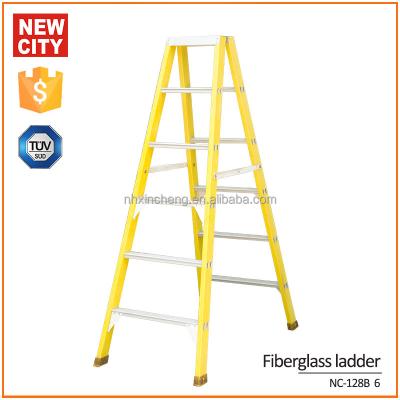 China Hot Selling 6 Steps Fiberglass High Quality Aluminum Folding Ladders A Frame Ladder For Library for sale