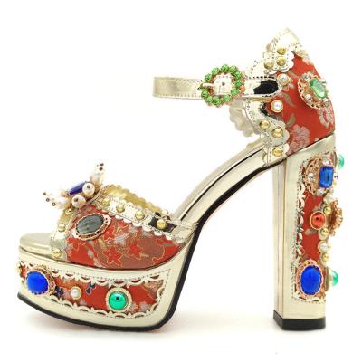 China Durable Pary Shoes High Heels Women Pumps Toe Rhinestones Ladies Platform Sandals Open For Female 2022 New Spring Summer Buckle Strap for sale