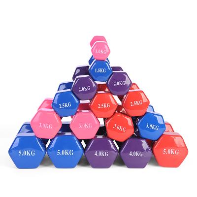 China Wholesale Home Fitness Training Equipment Gym Use Hex Dumbbell Environmental Protection Portable Colorful Rubber Dumbbell for sale