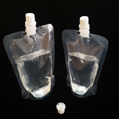 China Moisture Proof Clear Plastic Food Grade Stand Up Pouches Bags With Spout For Beverage Fruit Juice Packaging for sale