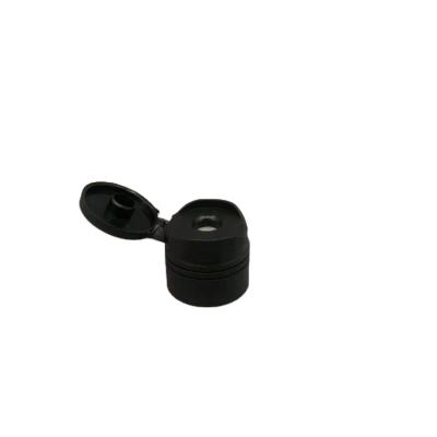 China Matt Black Plastic Screw Disc Top Flip Cap 24/410 Silicone Valve 9.5mm for sale