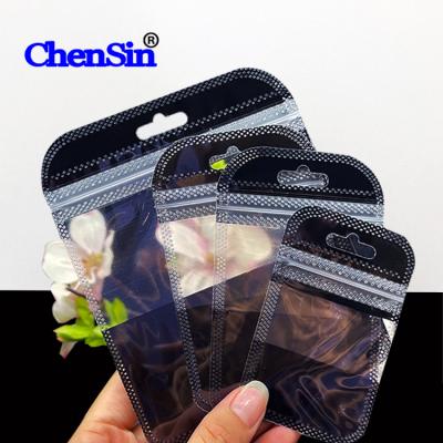 China Clear Zipper Moisture Proof Bag For Accessories Bags Plastic Packaging Transparent Bags Half Black Ziplock for sale