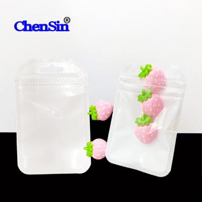 China Moisture Proof For Nail Drill Pearl White Materials Small Zip Lock Bag For Accessories White Plastic Bag With Transparent Zip Packaging Bag for sale