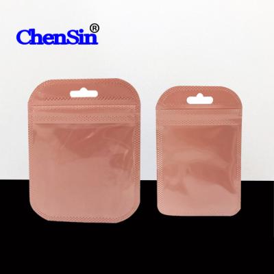 China Moisture Proof Pink Zipper Pouch Clear Full Colors Front Packaging Bags Transparent Plastic Bags for sale