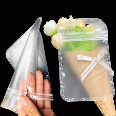 China Clear Matte Front Moisture Proof Back In Stock Plastic Bags With Zipper Frosted Bags For Clothing Zip Lock Pouch Frosted Zipper Bag for sale