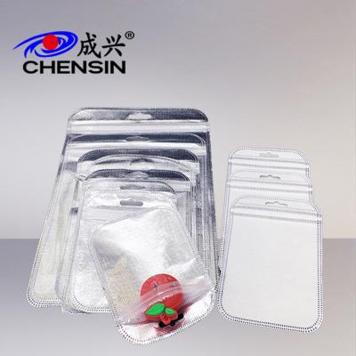 China Moisture Proof Silver Ziplock Bags For Nail Art Clear Front Plastic Bags With Pockets Gold Makeup Tools Small Zipper Ziplock Bags for sale