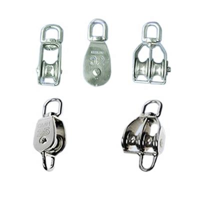 China 316 Stainless Steel 316 Stainless Steel Double Block Pulley With Lackle Swivel Eye 50mm for sale