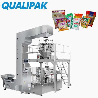 China Qualipak type mini food packing machine new automatic doypack pouch candy zipper bag soft hard soft gummy machine for sale