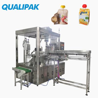 China Food Qualipak Doypack Ketchup Spout Pouch Filling and Capping Machine for Wine Beer Coffee Soft Packaging for sale