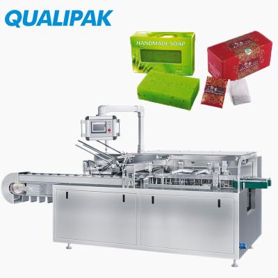 China Full Automatic Disposable Food Qualipak Mask Gloves Toilet Soap Box Carton Packing Machine for sale