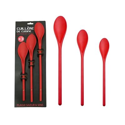 China Viable Mixing Spoons 3-Pack Set Multifunctional Plastic Long Handle Fruit Salad Spoons for sale