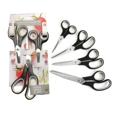 China Office Scissors Stainless Steel Comfort Grip 3-Pack Professional School Home Basics Sturdy Anti-Slip Scissor Pointed Universal Scissors for sale