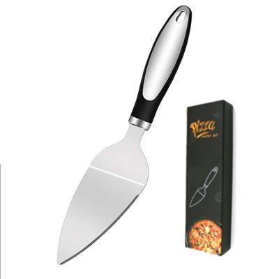 China Professional Durable Non Stick Metal Pizza Shovel Black Stainless Steel Pastry Pizza Server With Non Slip Ergonomic Handle for sale