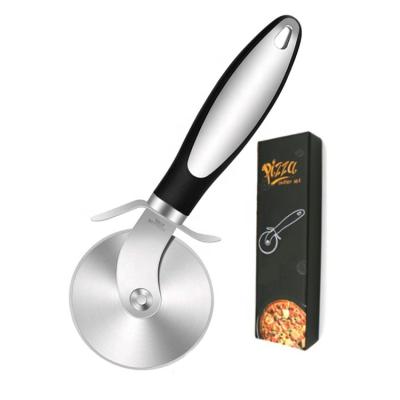 China Viable Wholesale Amazon Kitchen Instrument Sharp Stainless Steel Pizza Slicer Knife Cheese Pizza Cutter Hot Wheel With TPR Handle for sale