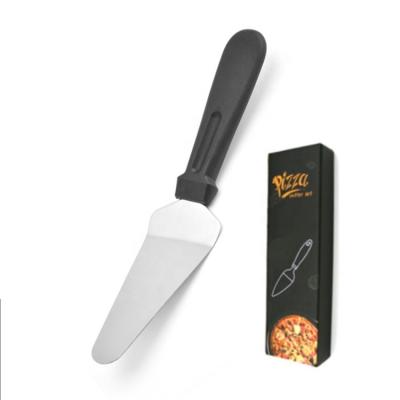 China Sustainable Black Stainless Steel Cake Pizza Server With Non Slip Rubber Handle for sale