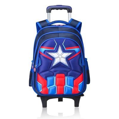 China Ninos de Capitan America, carrito de equipaje, ruedas de Bolsos de viaje Para de polyester de scam d'escolares de mochilas for sale