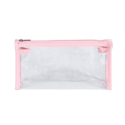 China Clear Pencil Case Kawaii PU Case Zipper Pen Bag Trousse Scolaire Stationery PVC Waterproof Creative Cute Simple Translucent Pencil Bag for sale