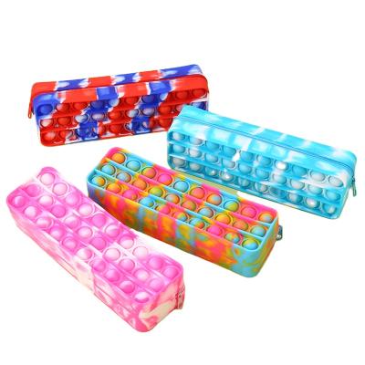 China Waterproof 2021 Wholesale Customized Hot Product School Zipper Cute Pig Cat Silicone Fidget Toy Pop It Pencil Case for sale