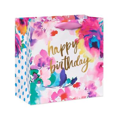 China Handmade High Quality Floral Watercolor Party Rainbow Easter Mother's Day Birthday Shower Gift Bag Bridal Graduation for sale